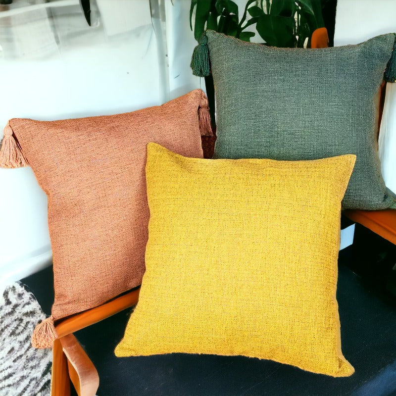 Boho Cotton Linen Pillow Cover 18x18