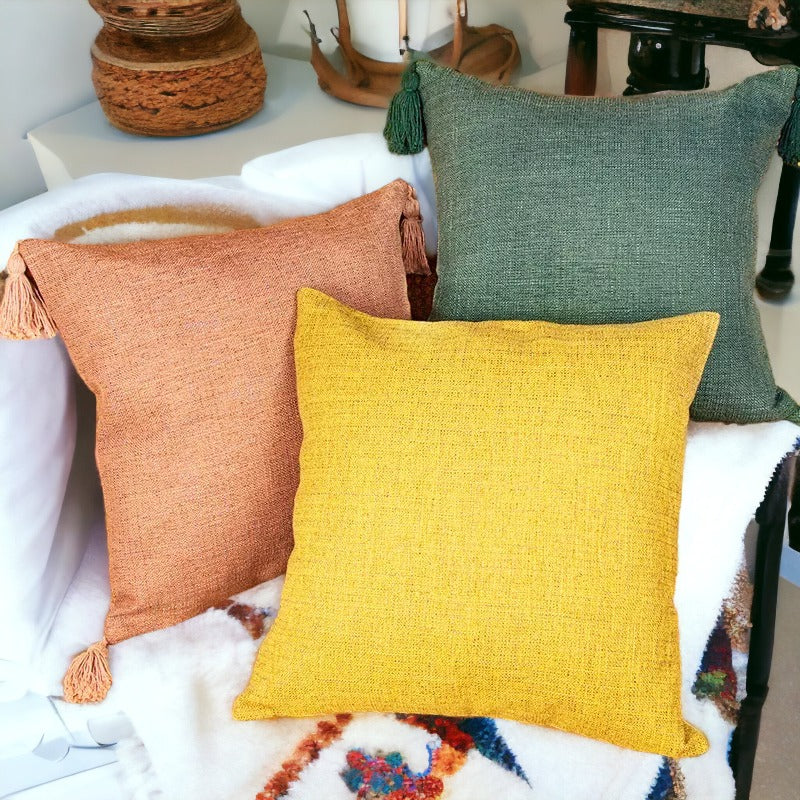 Boho Cotton Linen Pillow Cover 18x18