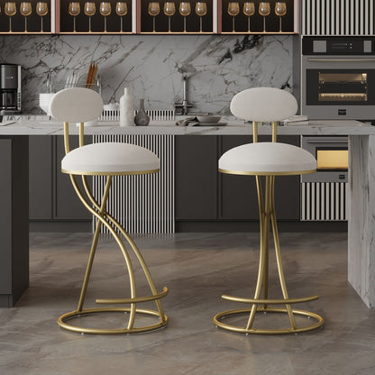 Upholstered Counter Height Barstools With Footrest (Set of 2)