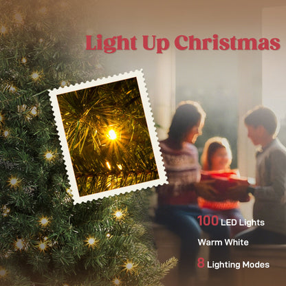 5 Ft Prelit Bent Top Christmas Tree with 300 LEDs and Metal Stand