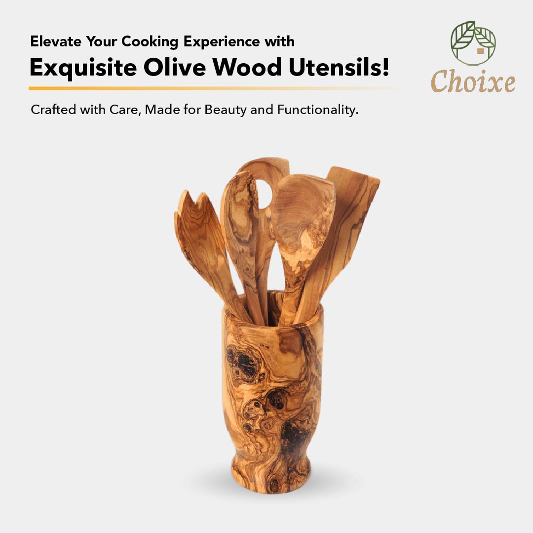 Hand Carved Olive Wood Kitchen Utensil Set
