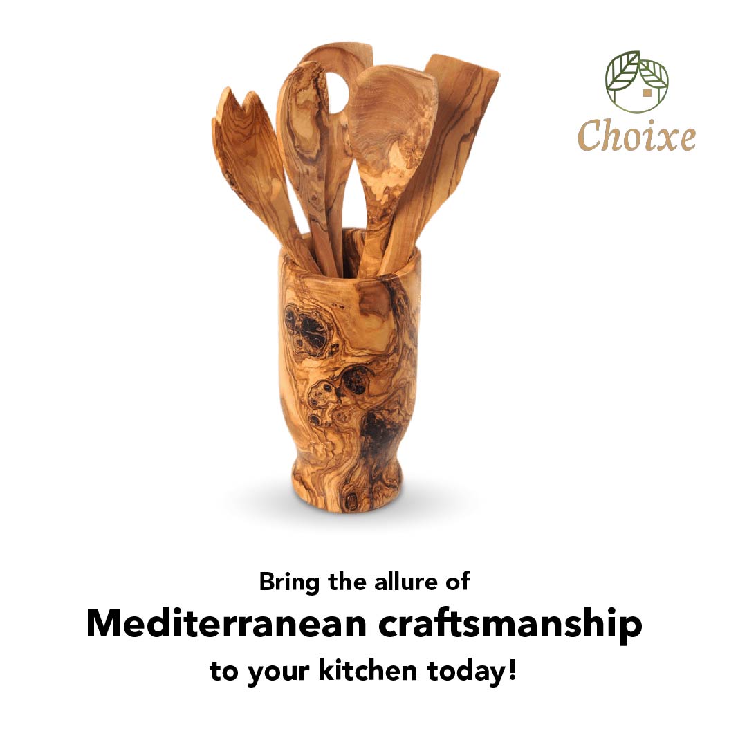 Hand Carved Olive Wood Kitchen Utensil Set