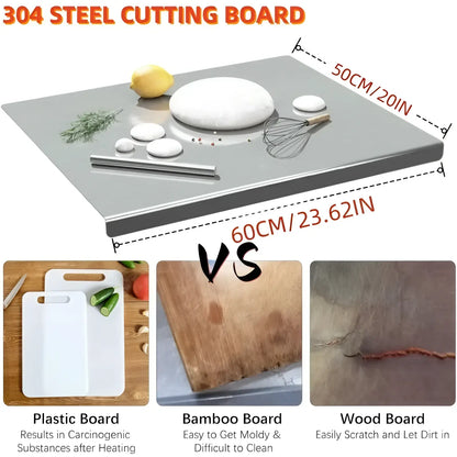Stainless Steel Cutting Board with Lip